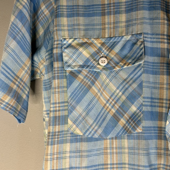 Vintage blue and tan button down - Picture 6 of 11